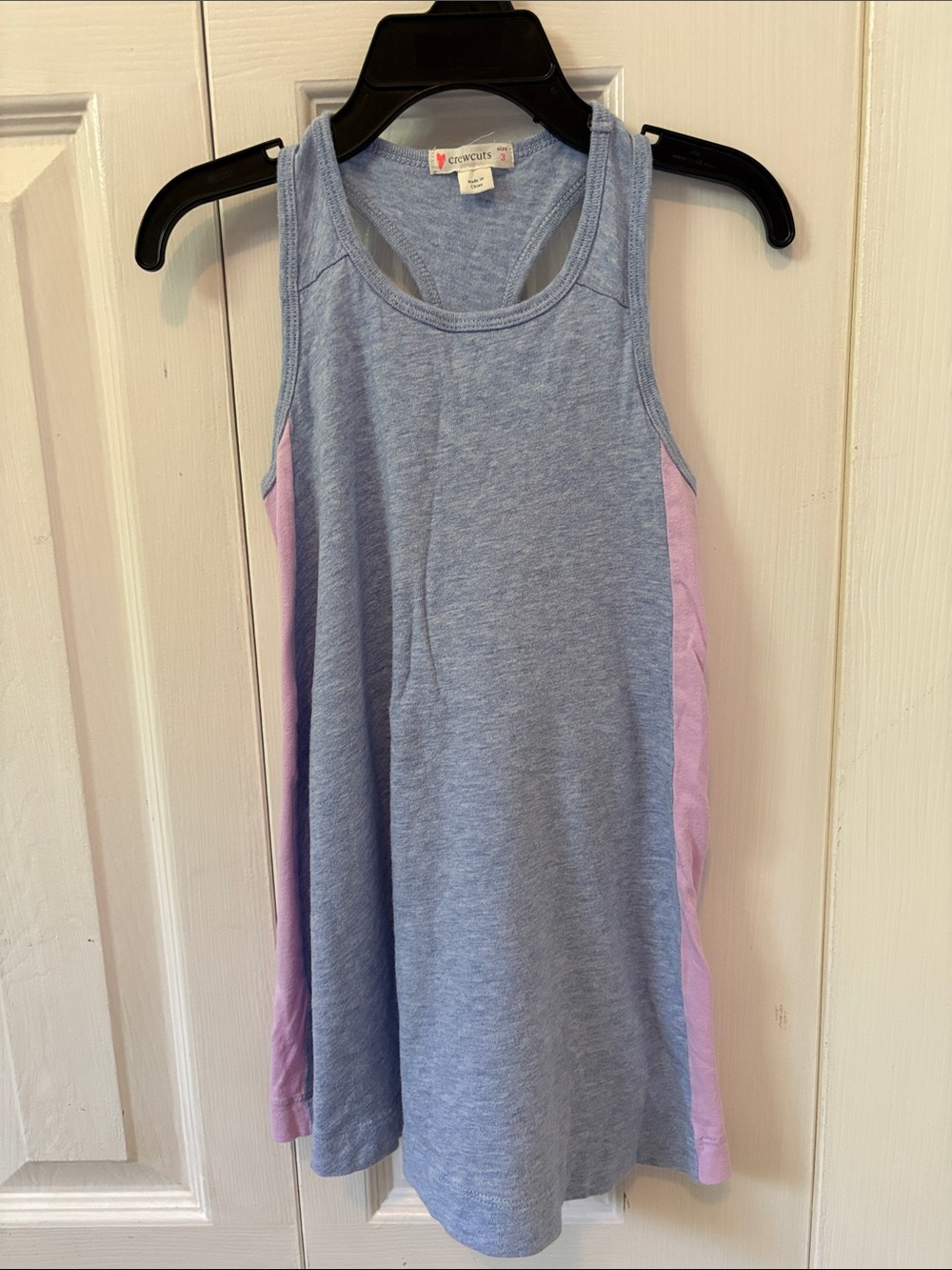 Crewcuts Girls Light Blue Tank Dress with Lavender Side Panels